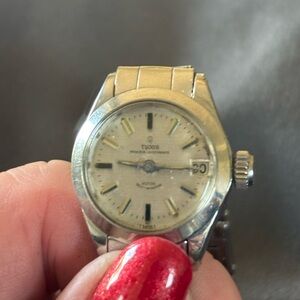 Vintage Tudor Princess Oysterdate Silver Watch with self winding motor